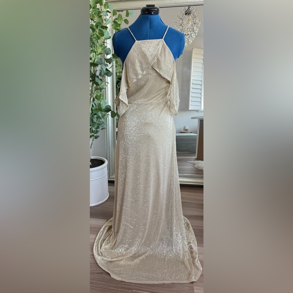 LULU’S Lulus Shine Bright Gold Off-the-Shoulder Maxi Dress - Picture 3 of 8